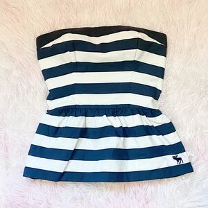 NWT Abercrombie & Fitch Y2K Navy + White Striped Flared Sleeveless Top | Small